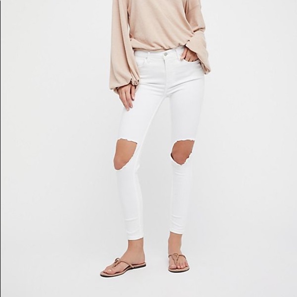 White free people busted jeans